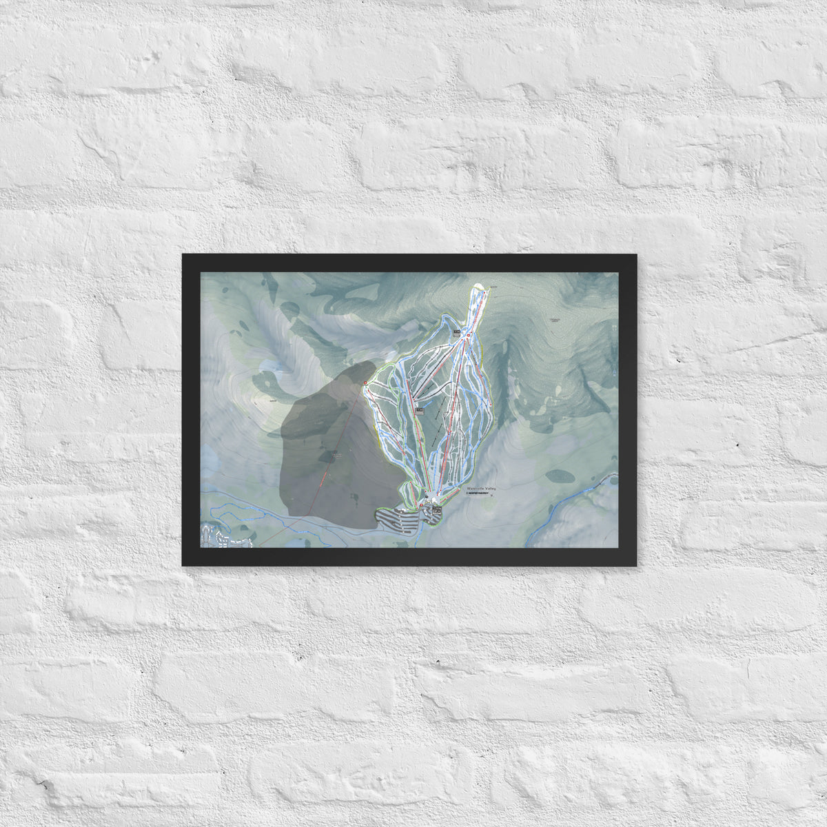 Waterville Valley, New Hampshire Ski Resort Map Framed Matte Paper Print