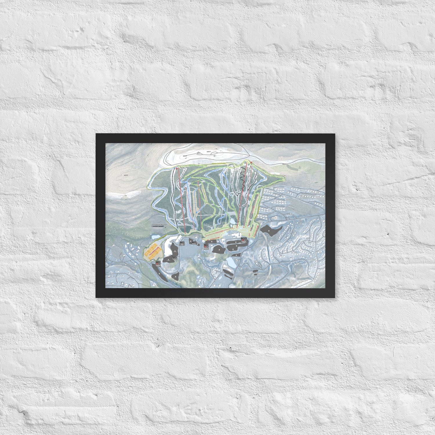 Camelback Mountain, Pennsylvania Ski Resort Map Framed Matte Paper Print