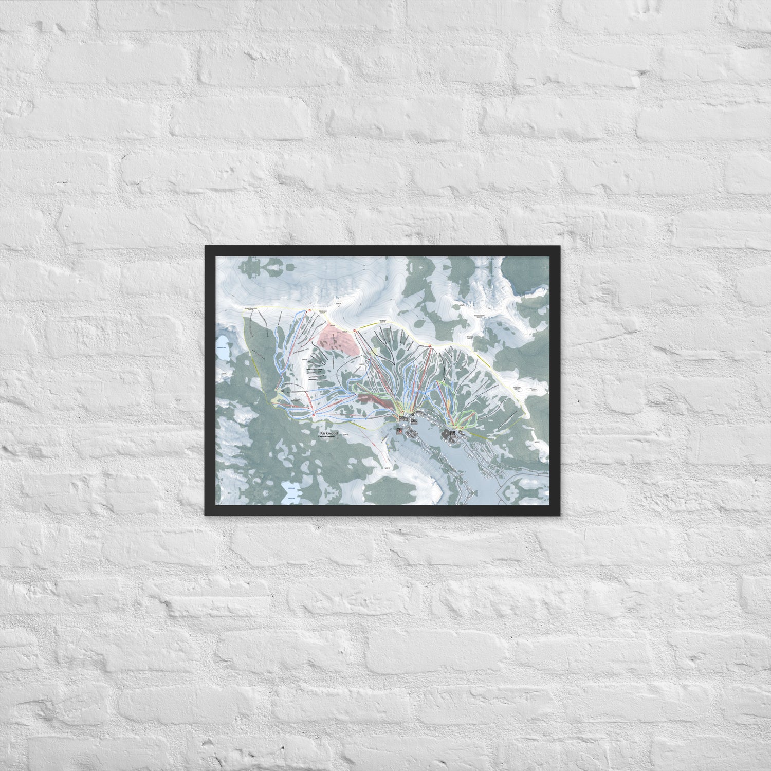 Kirkwood, California Ski Resort Map Framed Matte Paper Print