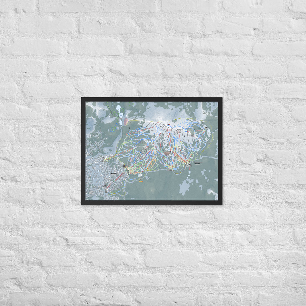 Mammoth Mountain, California Ski Resort Map Framed Matte Paper Print