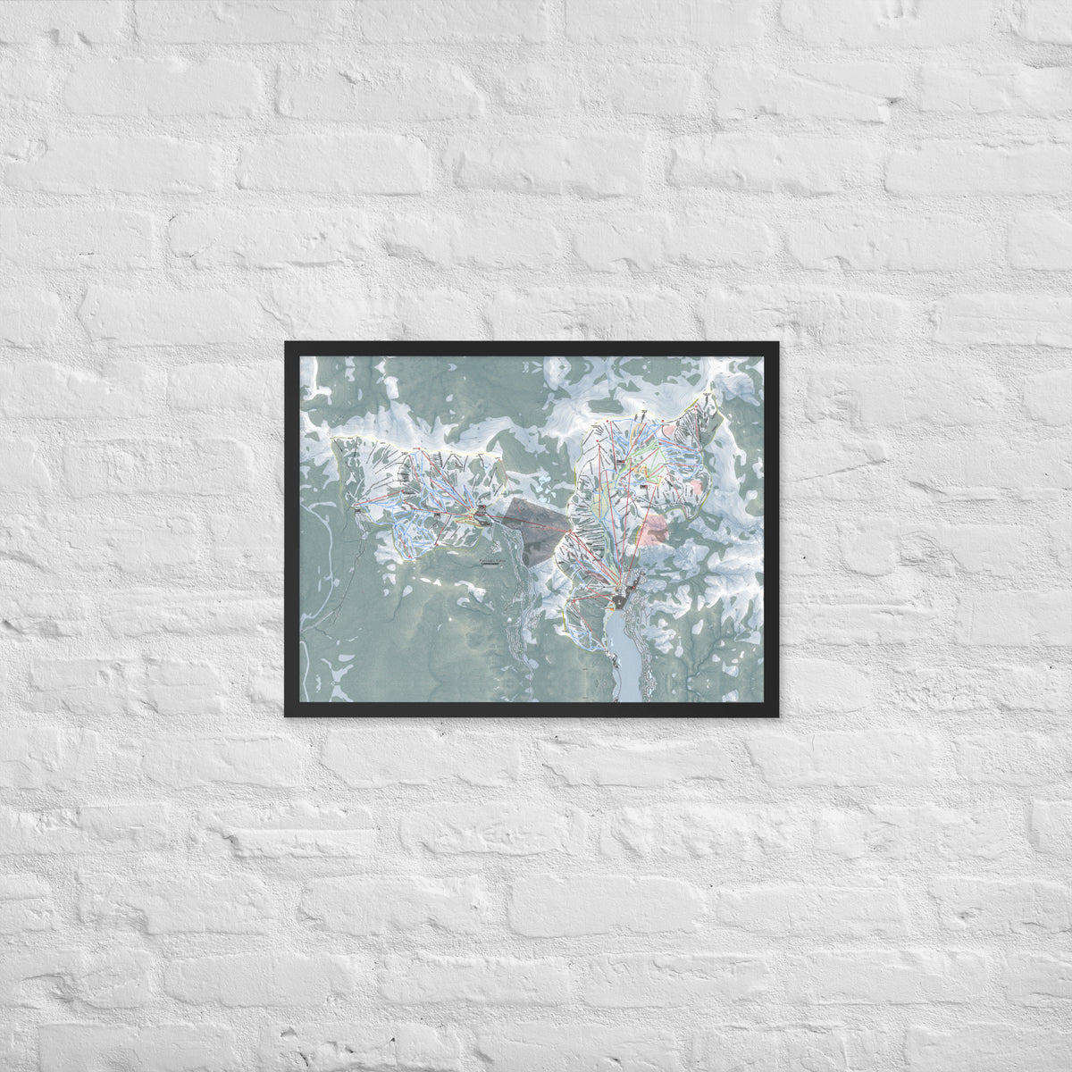 Palisades Tahoe, California Ski Resort Map Framed Matte Paper Print