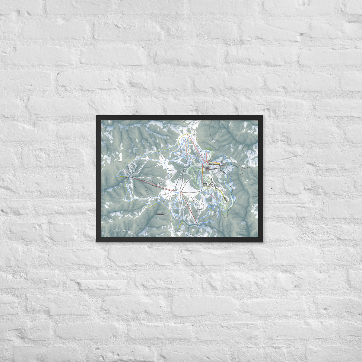 Bogus Basin, Idaho Ski Resort Map Framed Matte Paper Print
