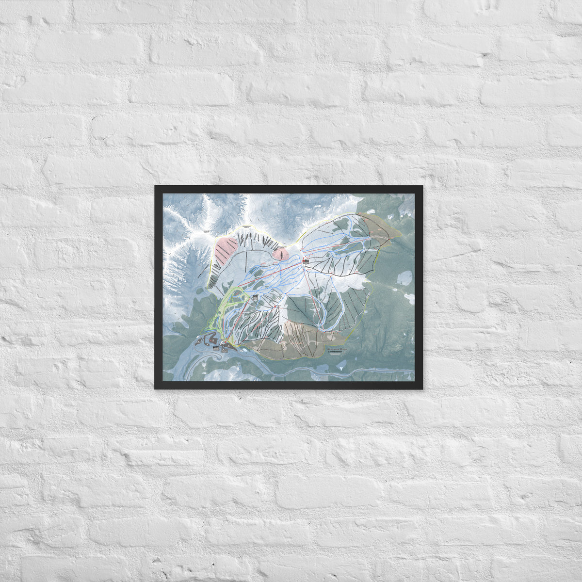 Arapahoe Basin, Colorado Ski Resort Map Framed Matte Paper Print