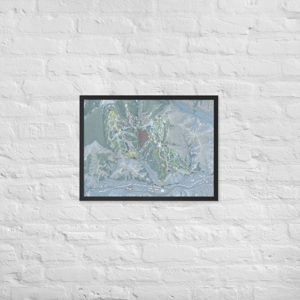 Beaver Creek, Colorado Ski Resort Map Framed Matte Paper Print