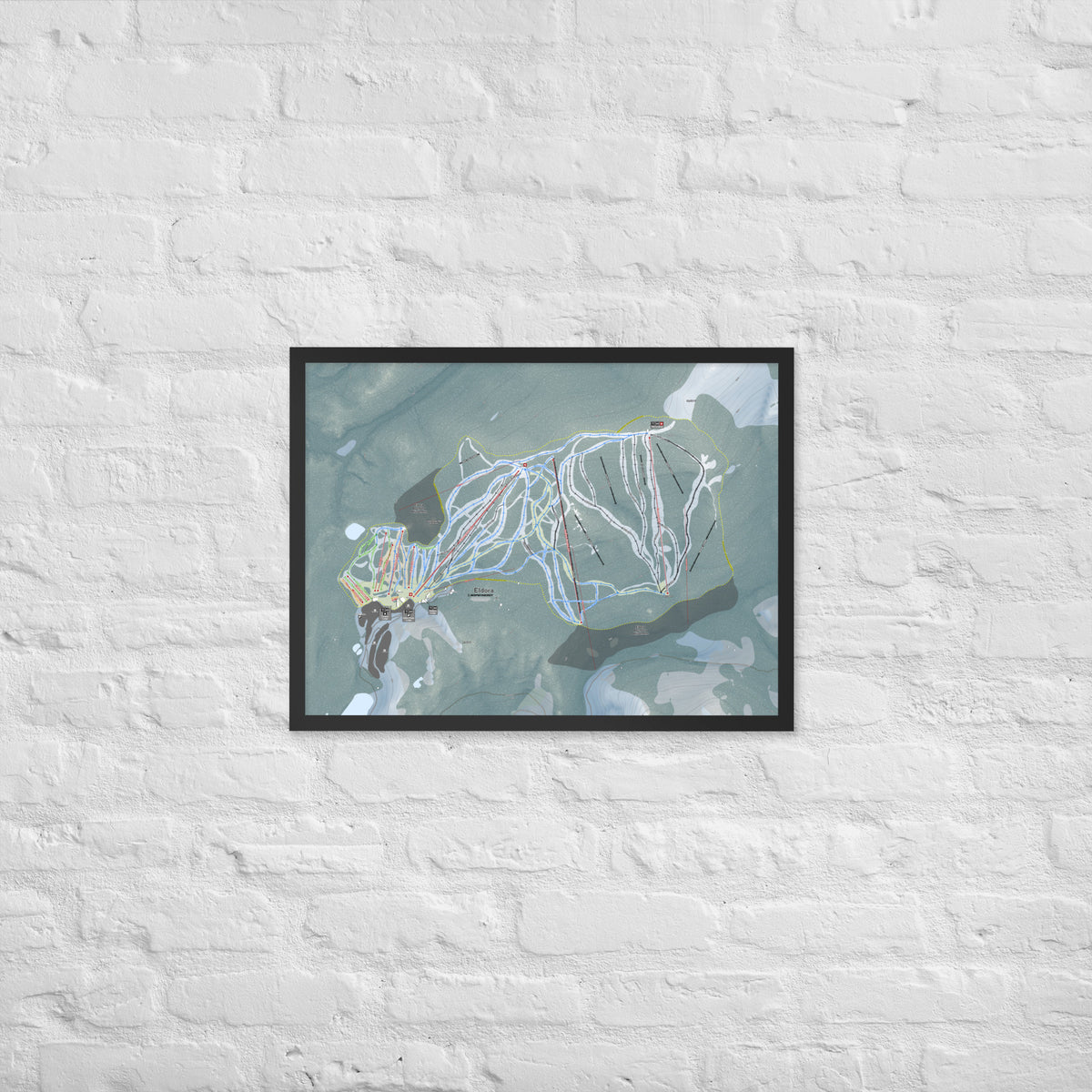 Eldora, Colorado Ski Resort Map Framed Matte Paper Print