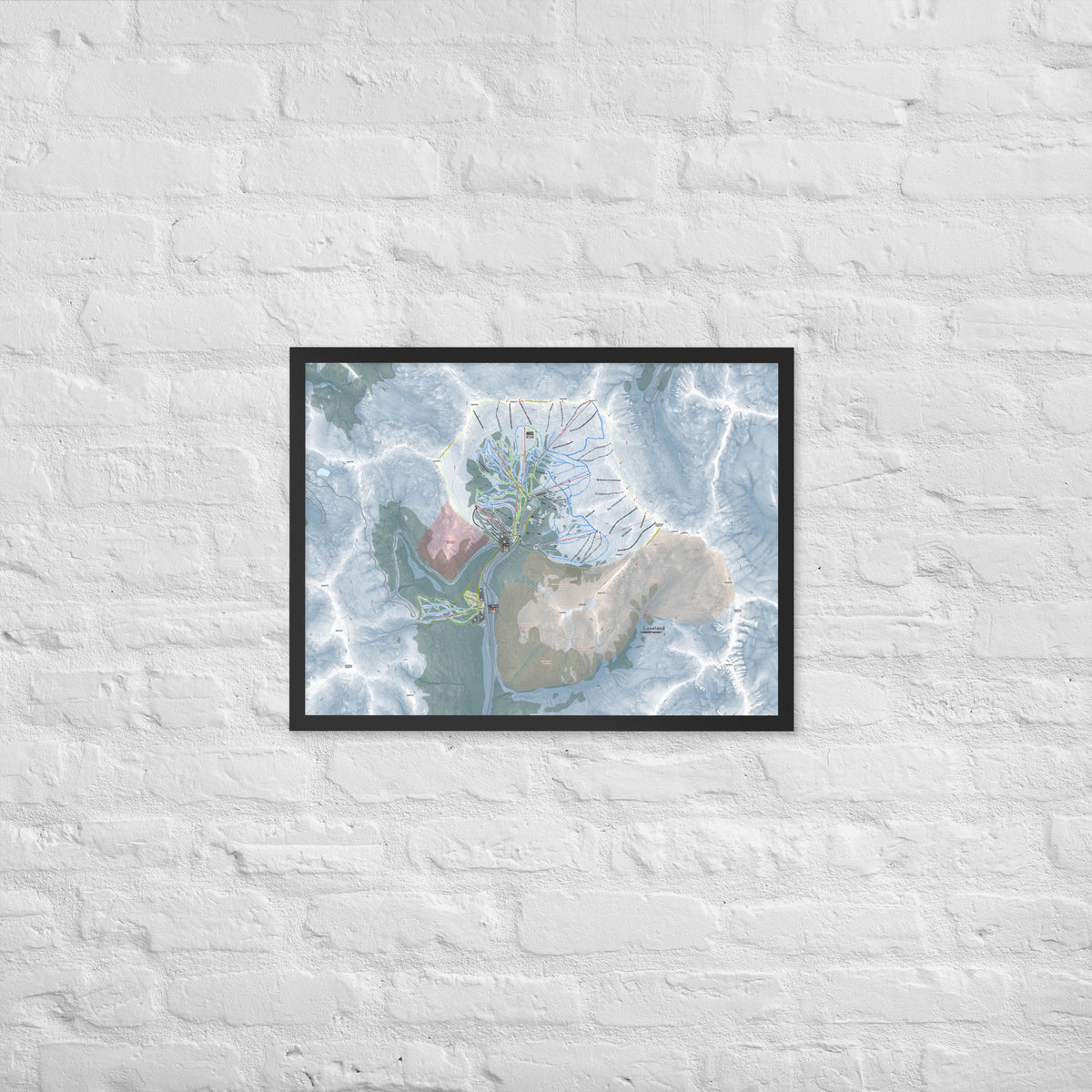 Loveland, Colorado Ski Resort Map Framed Matte Paper Print