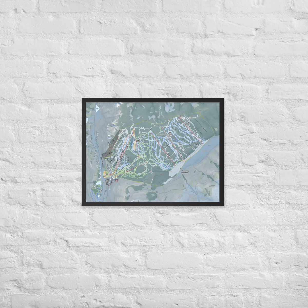 Purgatory, Colorado Ski Resort Map Framed Matte Paper Print