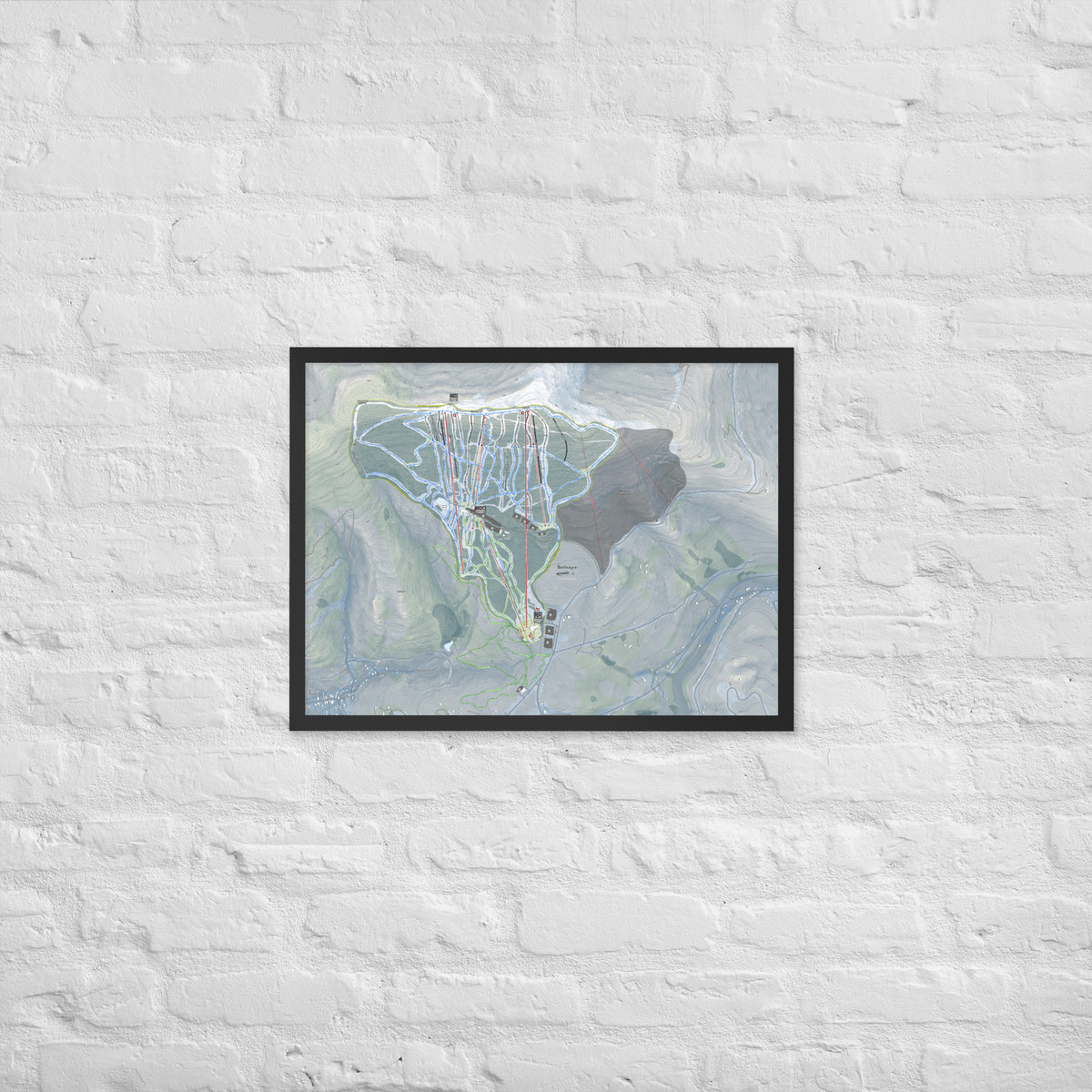 Belleayre, New York Ski Resort Map Framed Matte Paper Print