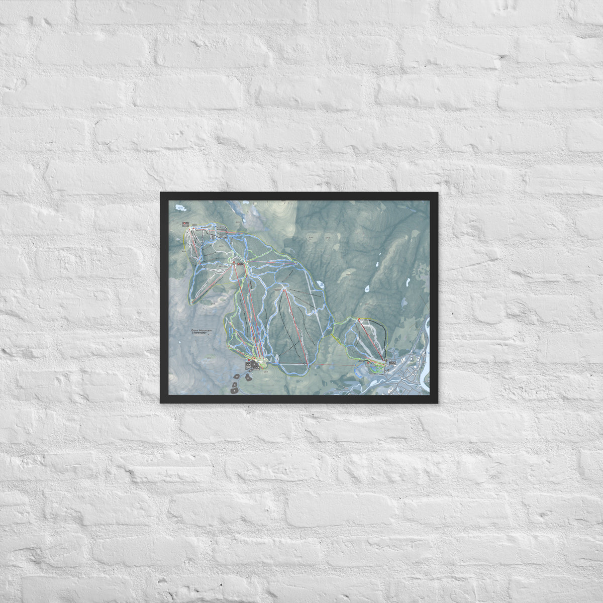 Gore Mountain, New York Ski Resort Map Framed Matte Paper Print
