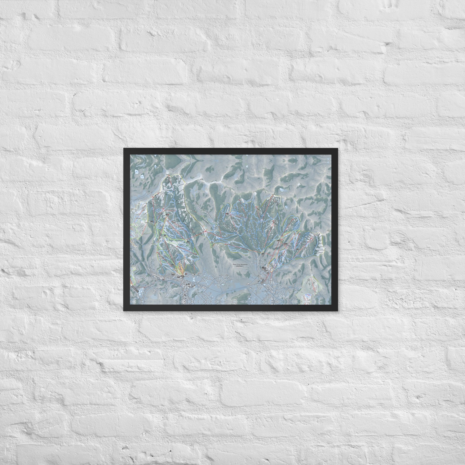 Park City, Utah Ski Resort Map Framed Matte Paper Print