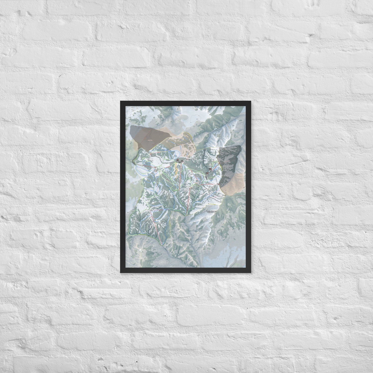 Powder Mountain, Utah Ski Resort Map Framed Matte Paper Print
