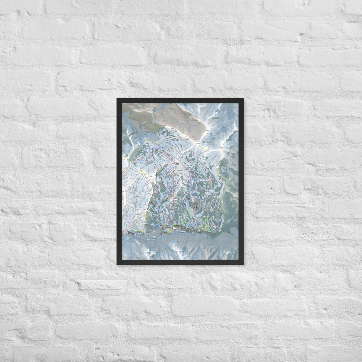 Snowbird, Utah Ski Resort Map Framed Matte Paper Print