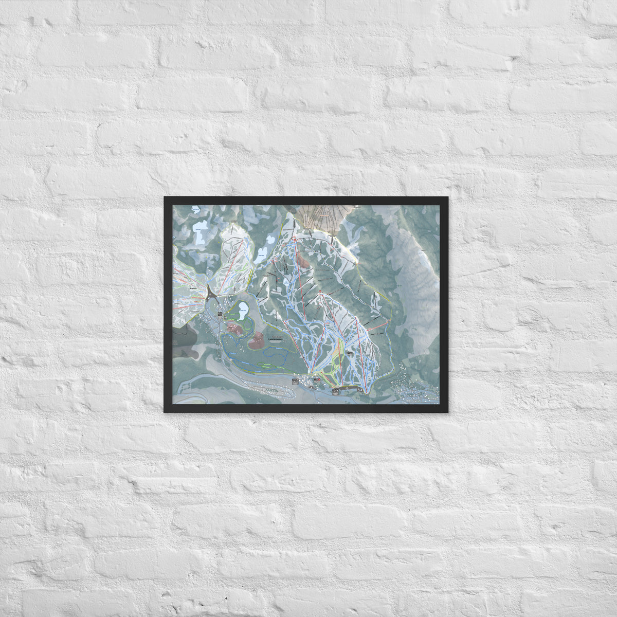 Solitude, Utah Ski Resort Map Framed Matte Paper Print