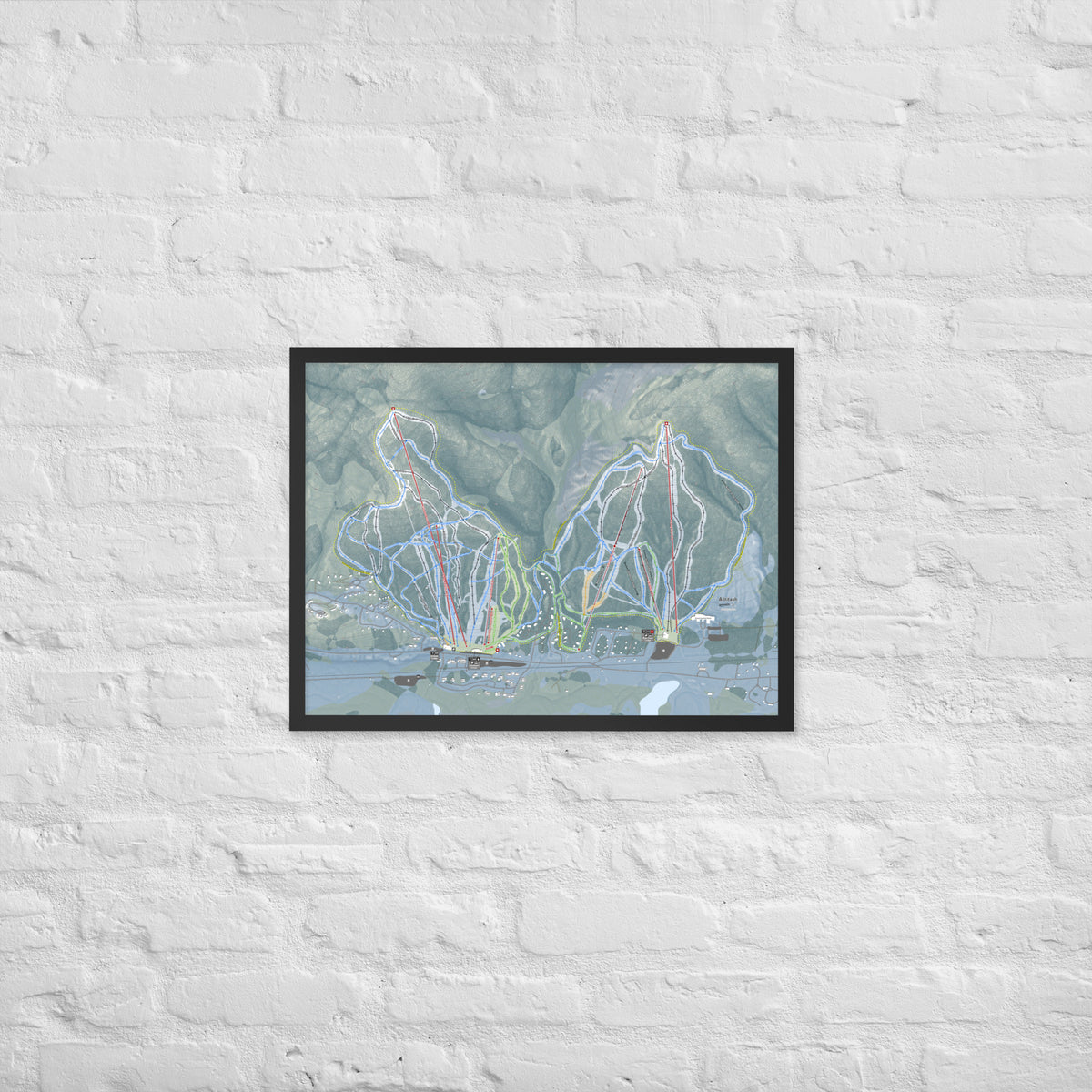 Attitash Mountain, New Hampshire Ski Resort Map Framed Matte Paper Print