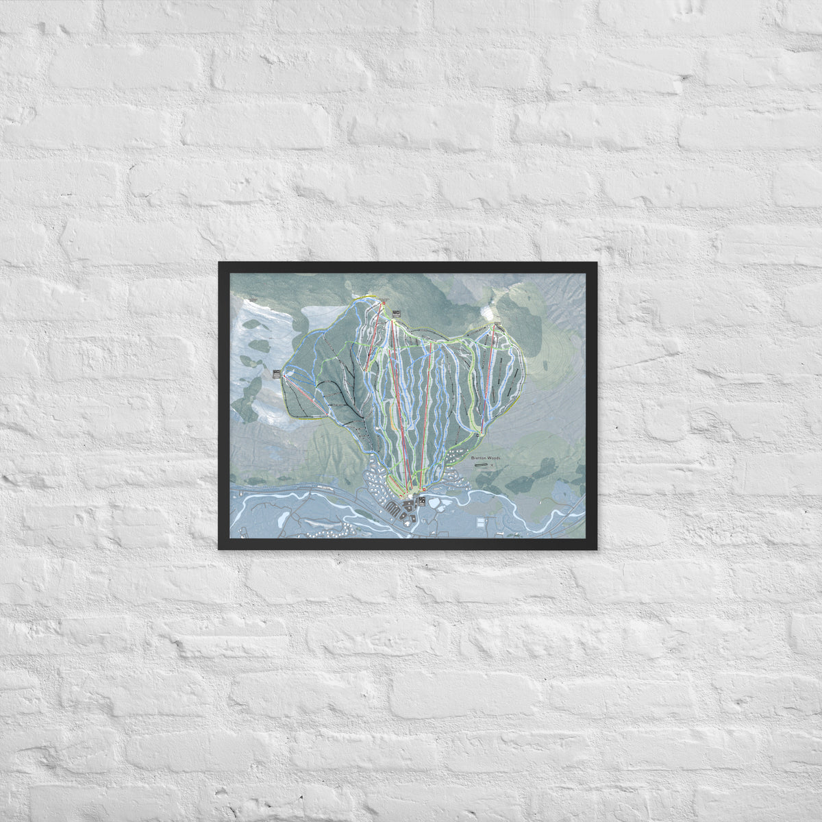 Bretton Woods, New Hampshire Ski Resort Map Framed Matte Paper Print