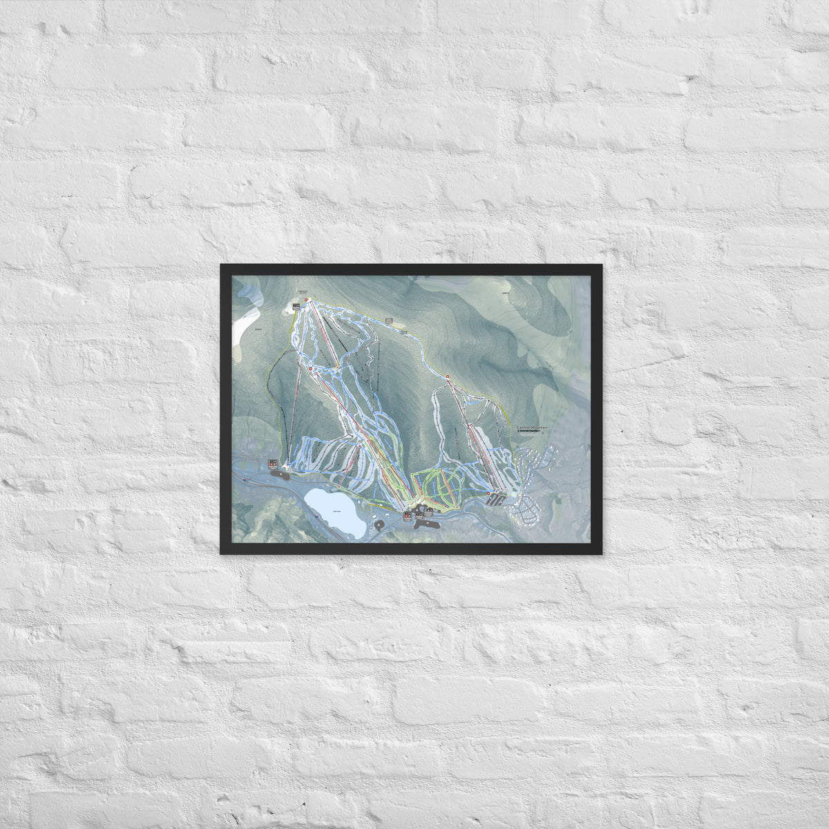 Cannon Mountain, New Hampshire Ski Resort Map Framed Matte Paper Print