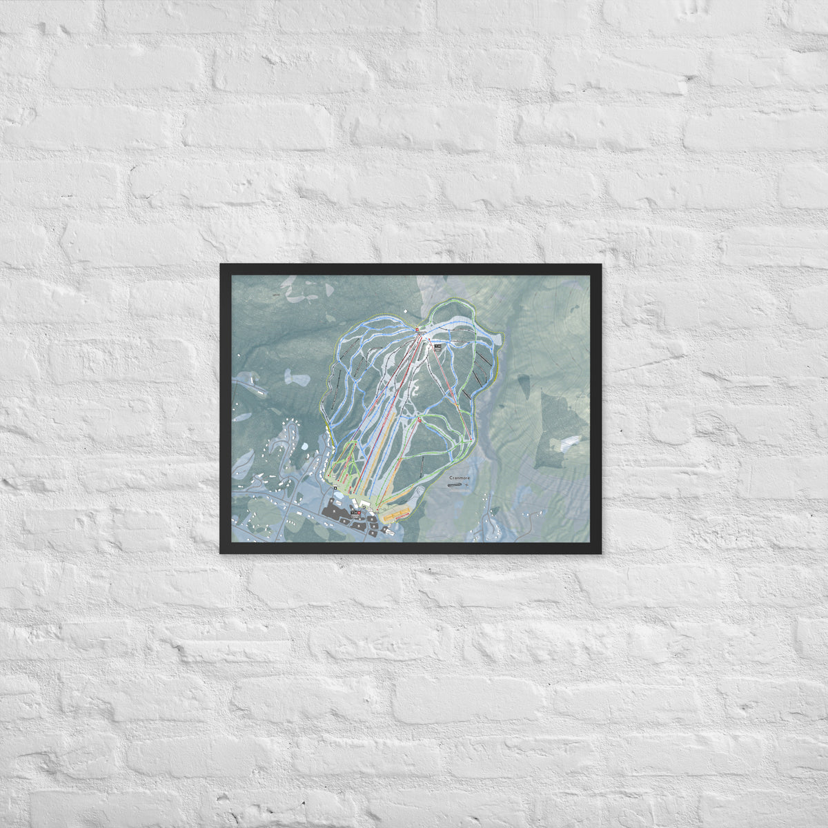 Cranmore Mountain, New Hampshire Ski Resort Map Framed Matte Paper Print
