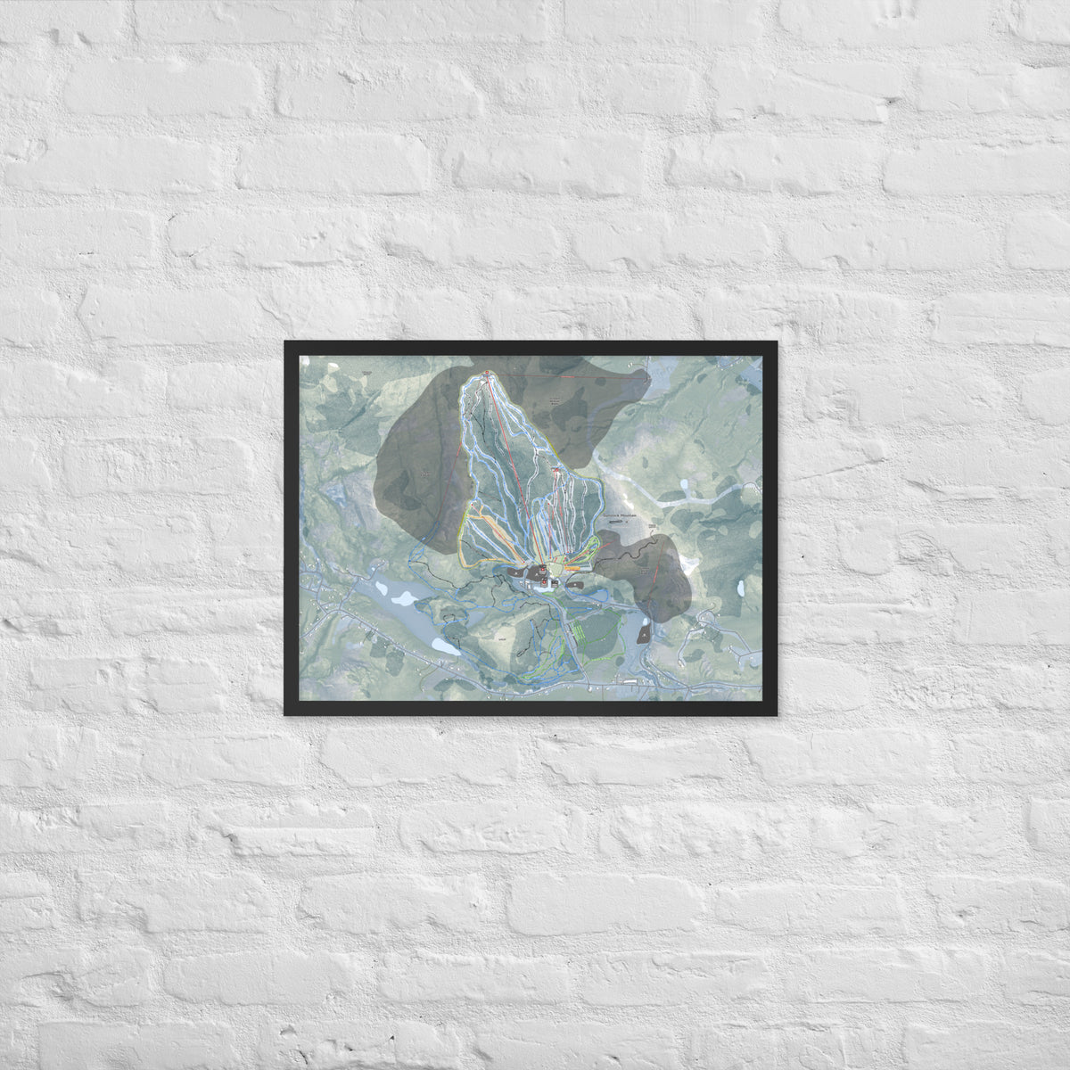 Gunstock Mountain, New Hampshire Ski Resort Map Framed Matte Paper Print