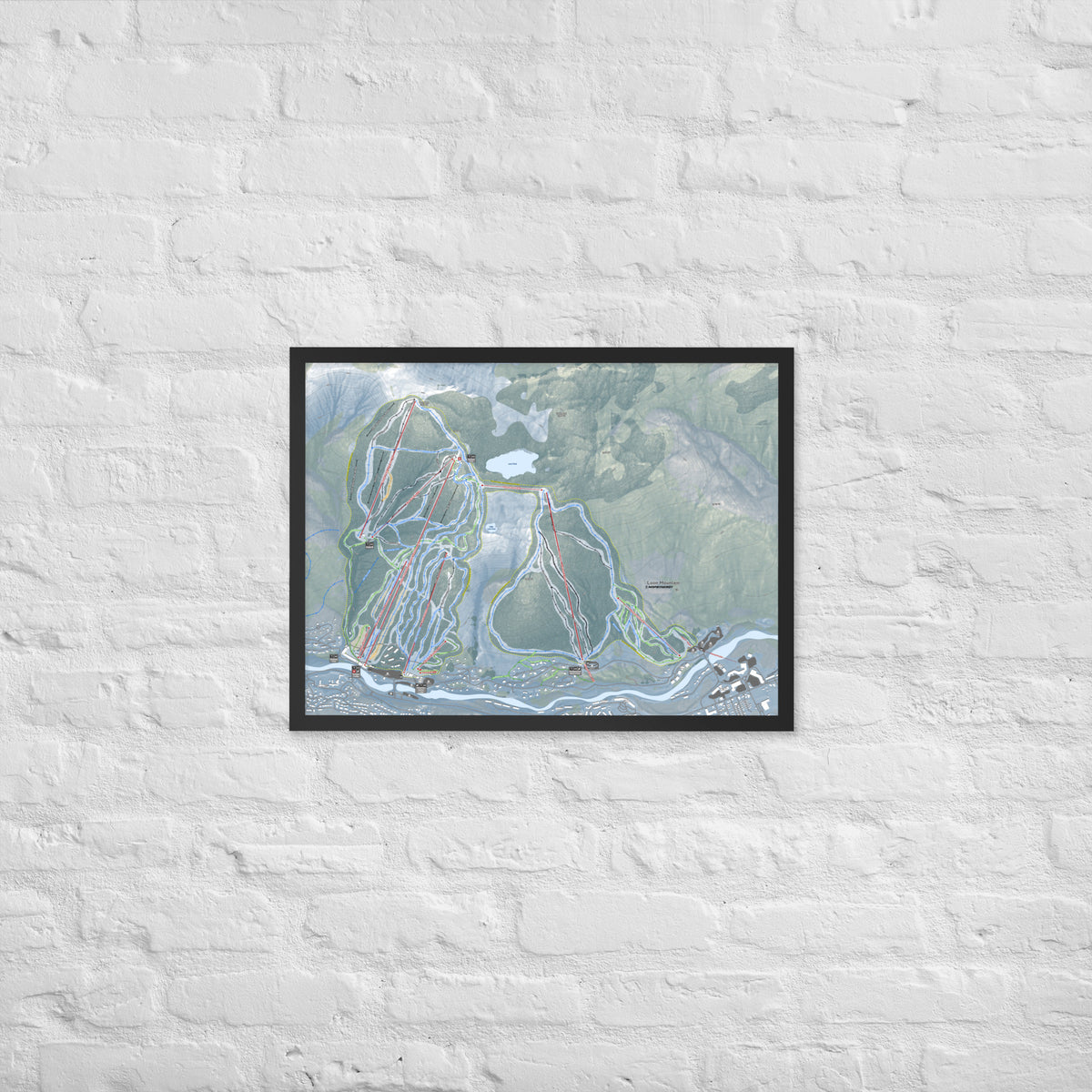 Loon Mountain, New Hampshire Ski Resort Map Framed Matte Paper Print
