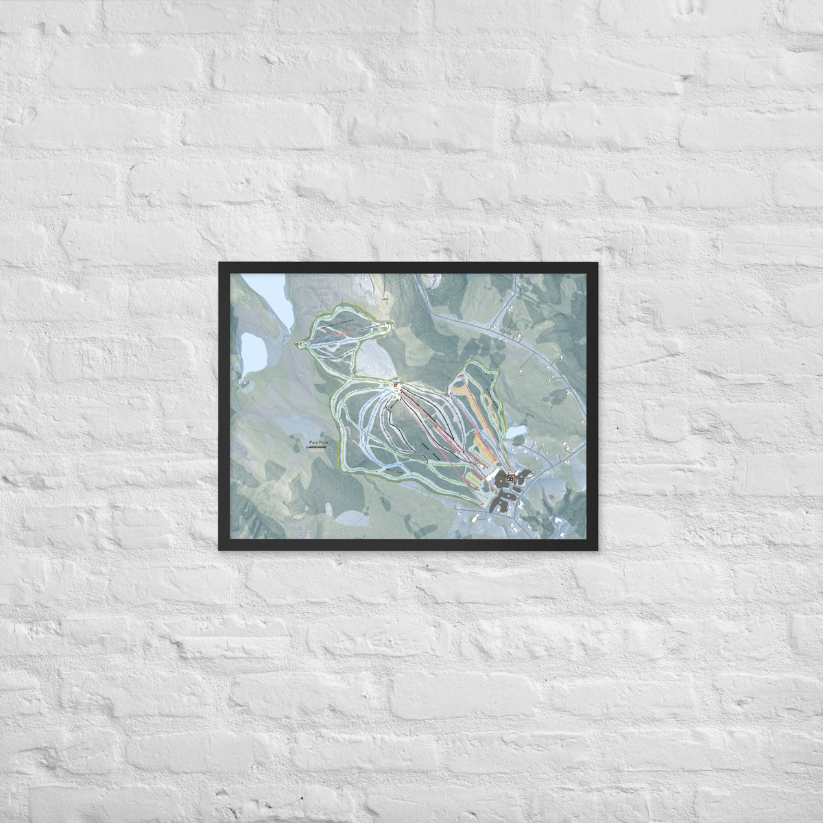 Pats Peak, New Hampshire Ski Resort Map Framed Matte Paper Print