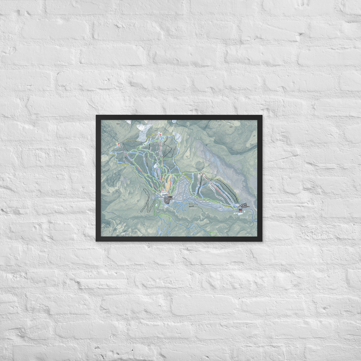 Bolton Valley, Vermont Ski Resort Map Framed Matte Paper Print