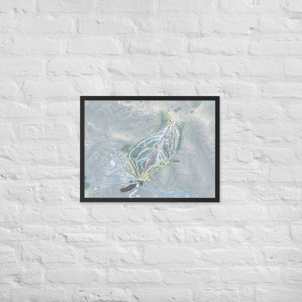 Bromley, Vermont Ski Resort Map Framed Matte Paper Print
