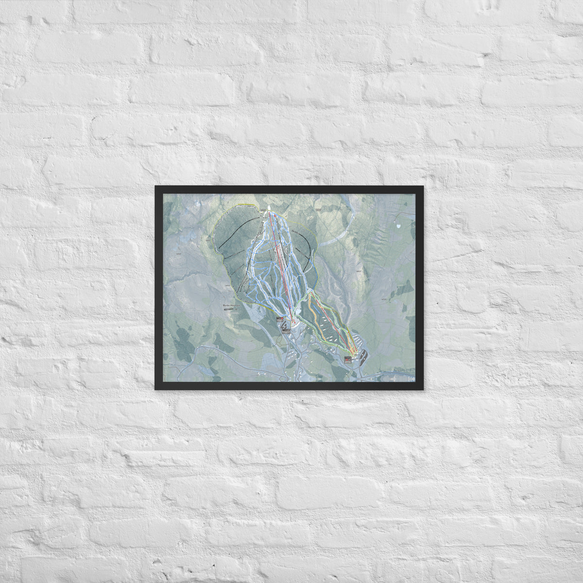Burke Mountain, Vermont Ski Resort Map Framed Matte Paper Print