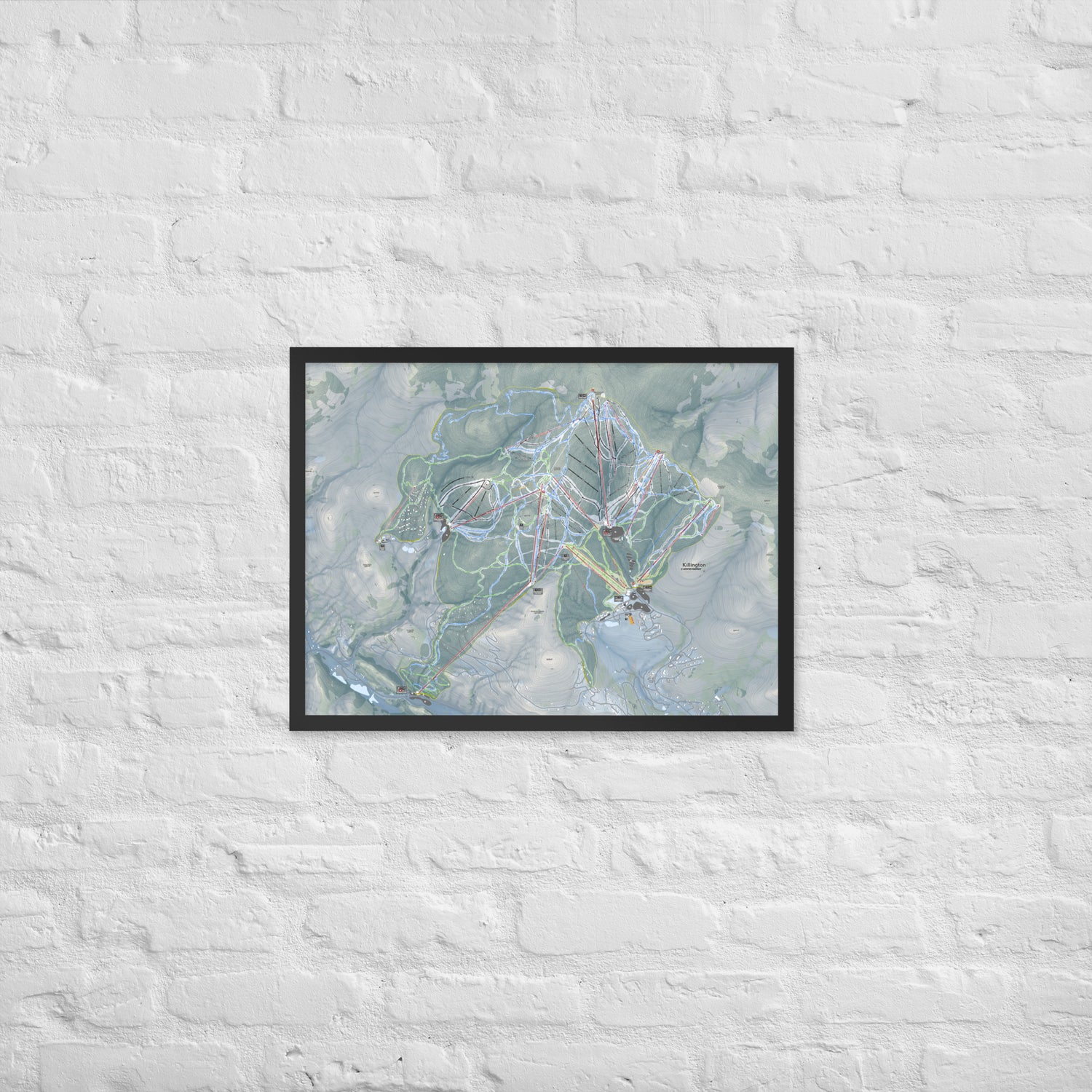 Killington, Vermont Ski Resort Map Framed Matte Paper Print