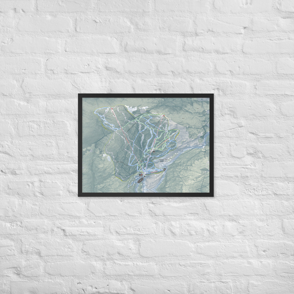 Mad River Glen, Vermont Ski Resort Map Framed Matte Paper Print