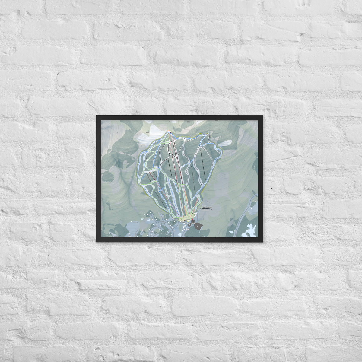 Magic Mountain, Vermont Ski Resort Map Framed Matte Paper Print
