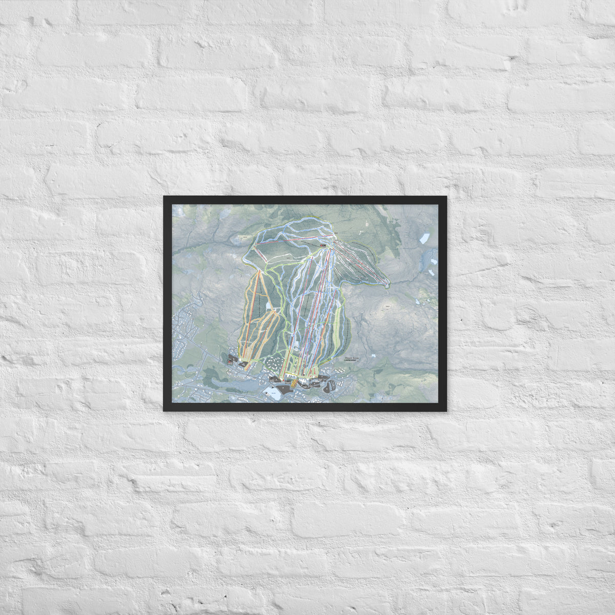 Mount Snow, Vermont Ski Resort Map Framed Matte Paper Print