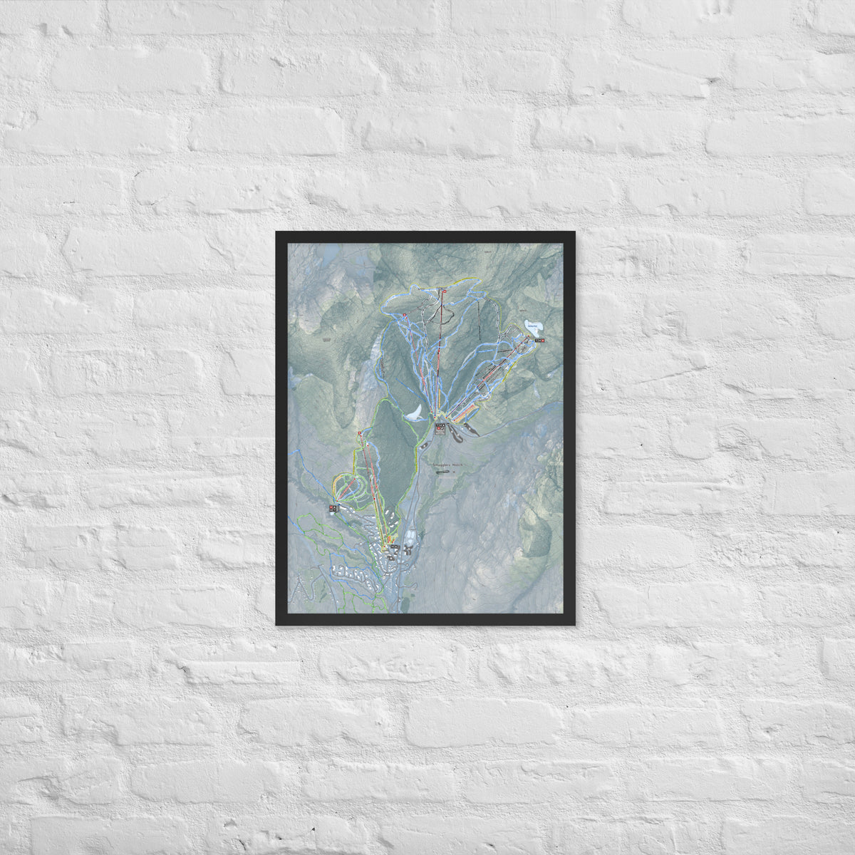 Smugglers Notch, Vermont Ski Resort Map Framed Matte Paper Print