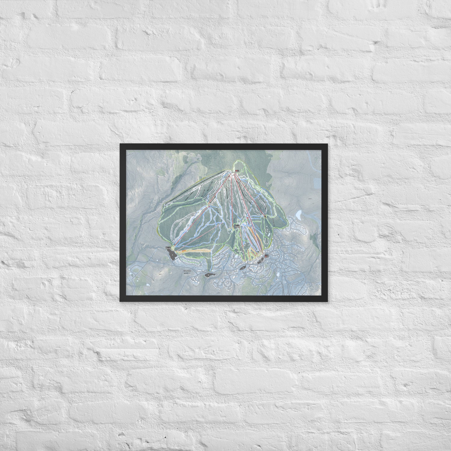 Stratton Mountain, Vermont Ski Resort Map Framed Matte Paper Print