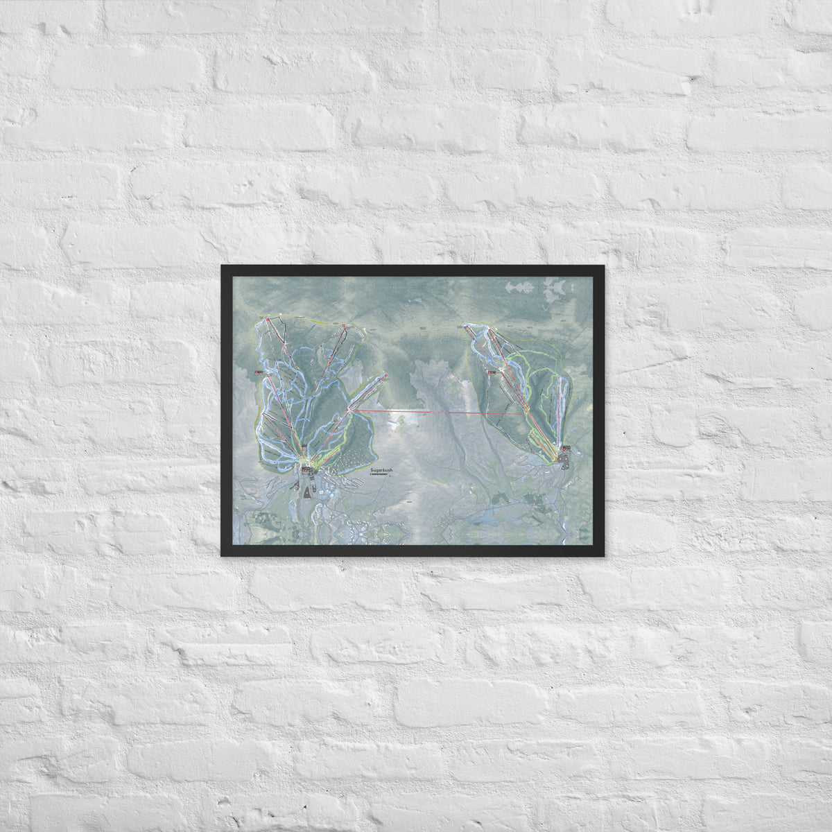 Sugarbush, Vermont Ski Resort Map Framed Matte Paper Print