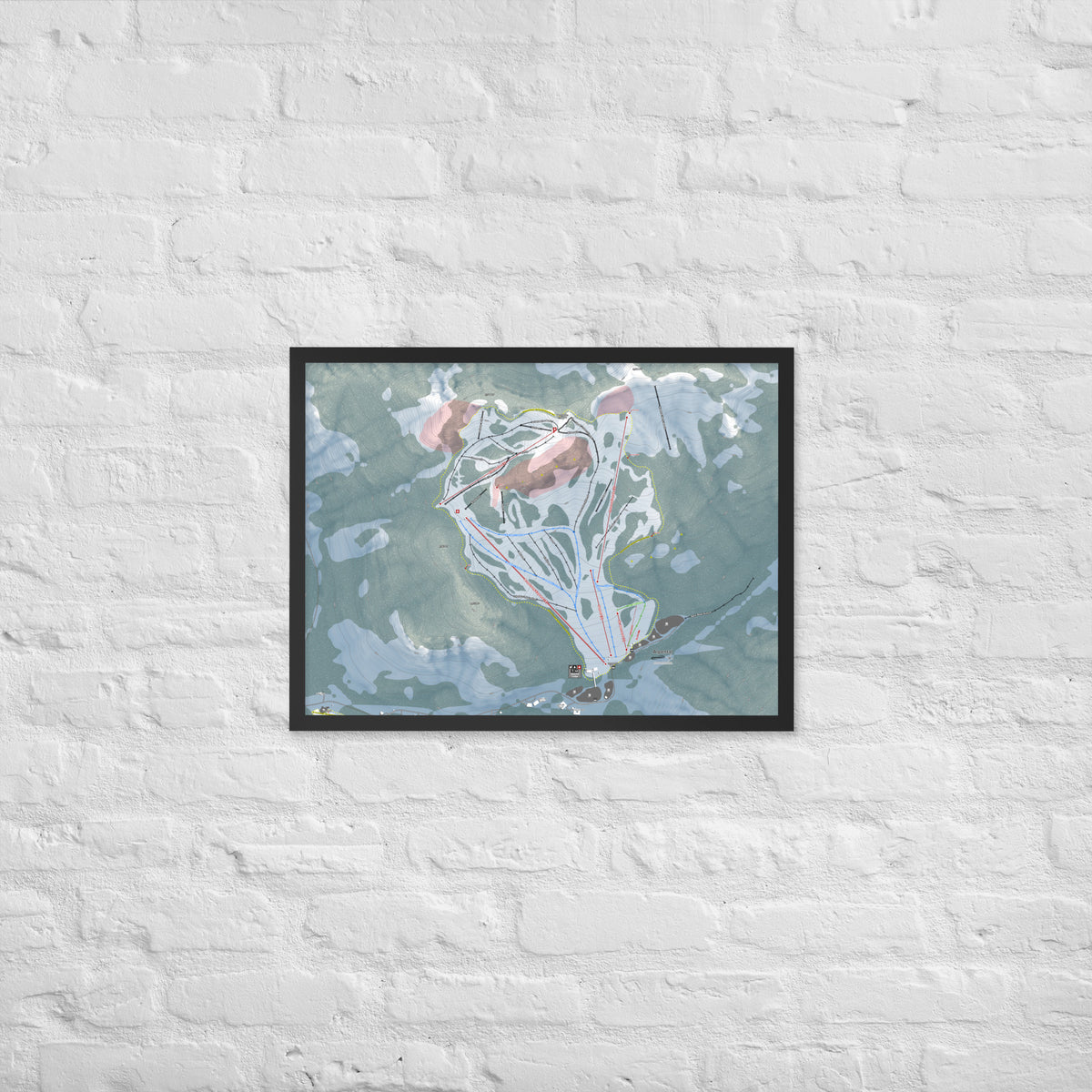 Alpental, Washington Ski Resort Map Framed Matte Paper Print