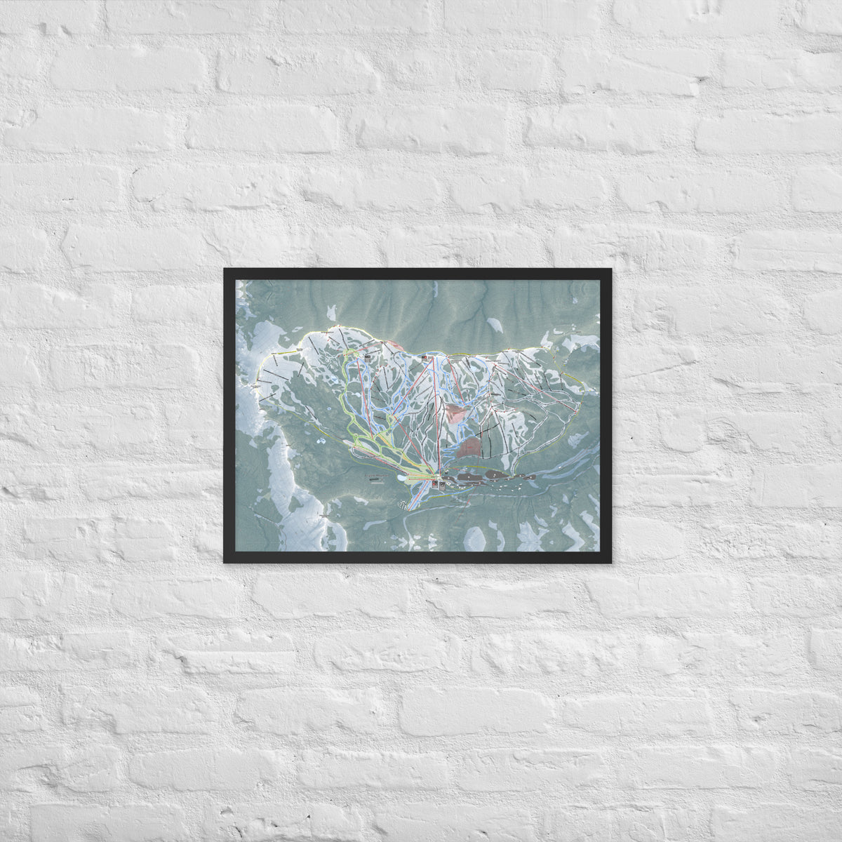 Crystal Mountain, Washington Ski Resort Map Framed Matte Paper Print
