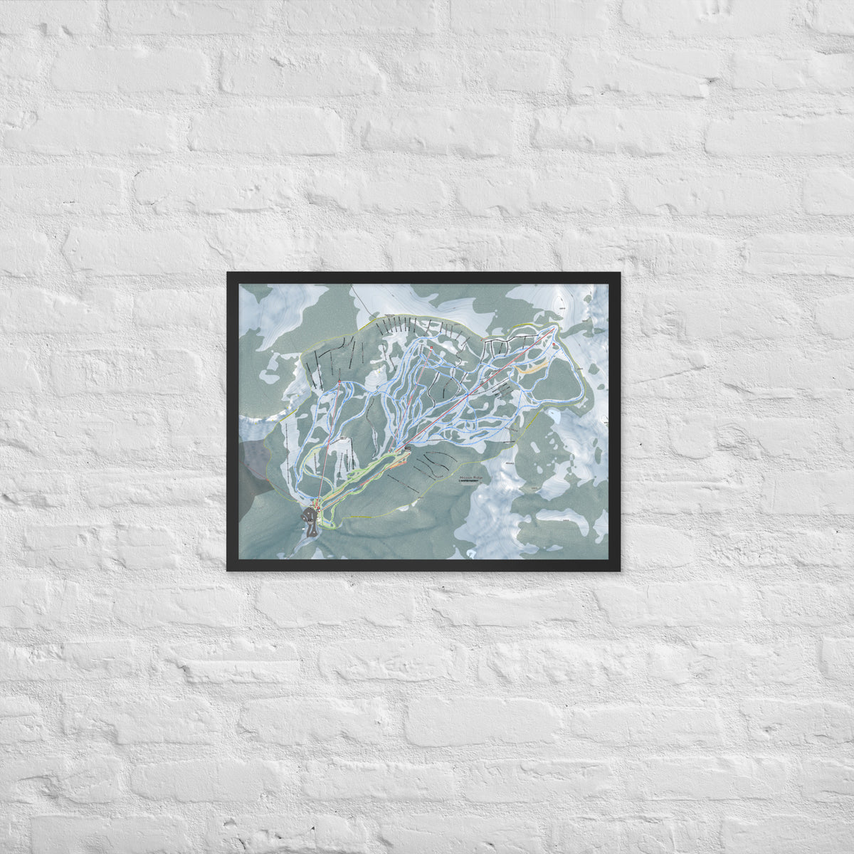 Mission Ridge, Washington Ski Resort Map Framed Matte Paper Print