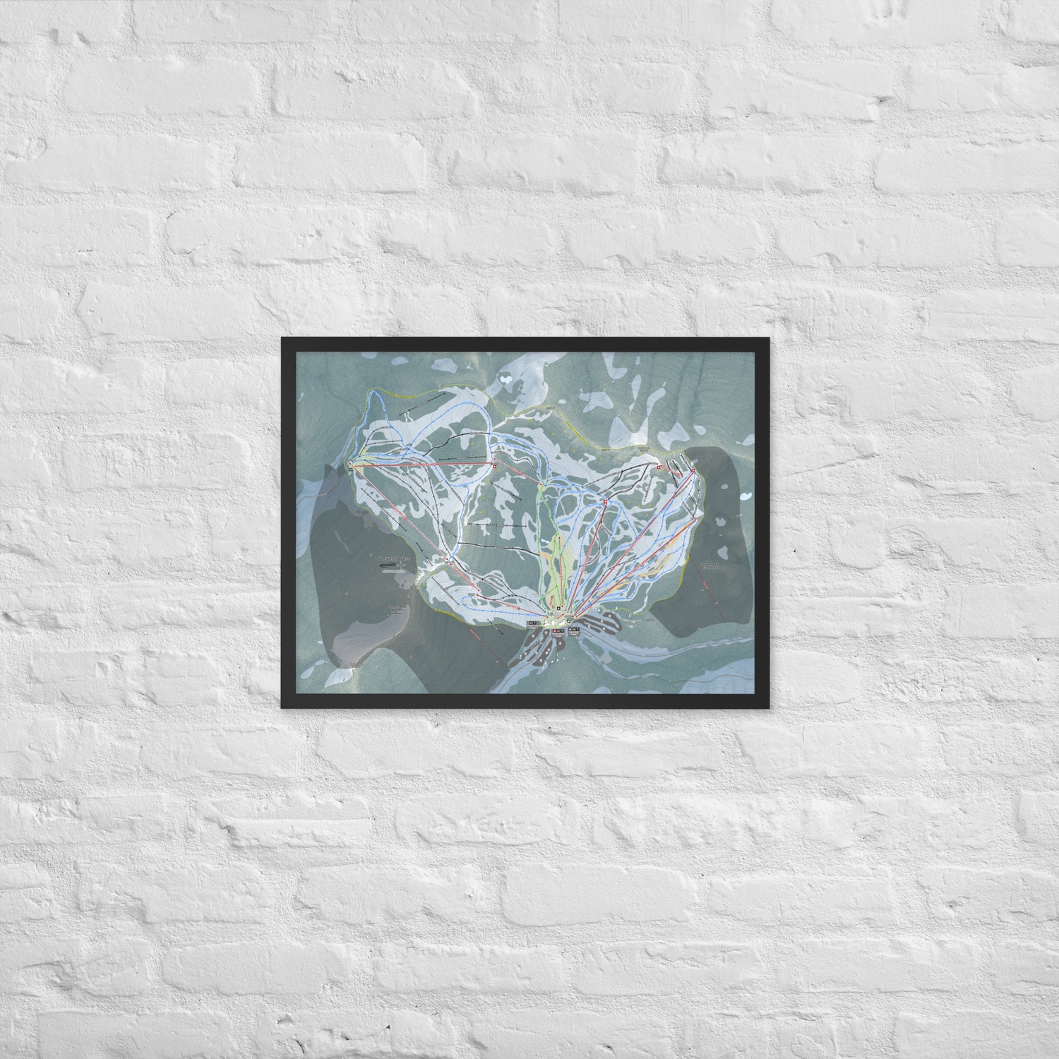 Stevens Pass, Washington Ski Resort Map Framed Matte Paper Print