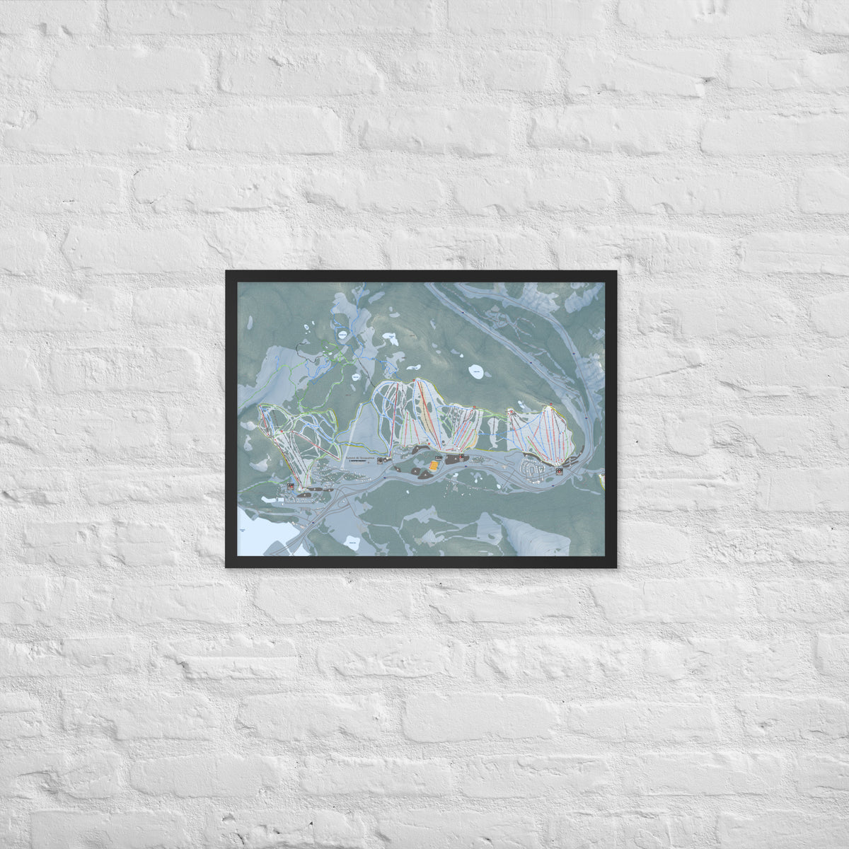 Summit At Snoqualmie, Washington Ski Resort Map Framed Matte Paper Print