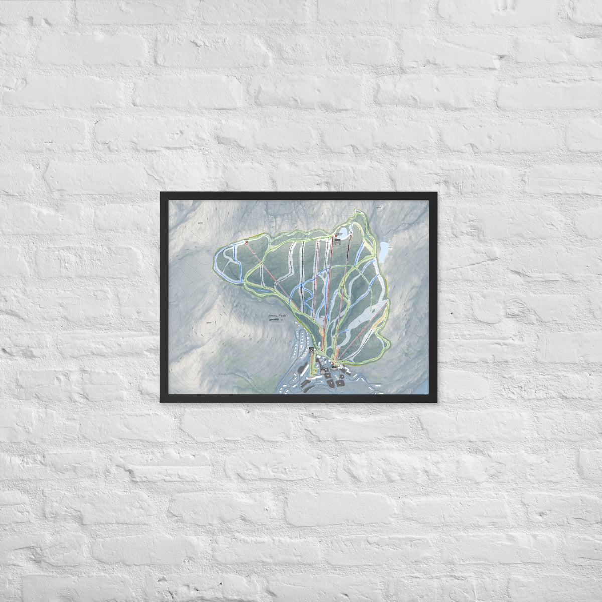 Jiminy Peak, Massachusetts Ski Resort Map Framed Matte Paper Print