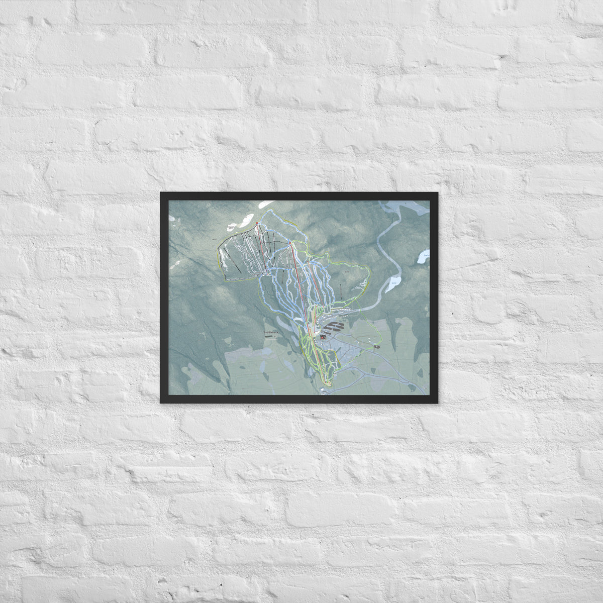 Saddleback Mountain, Maine Ski Resort Map Framed Matte Paper Print