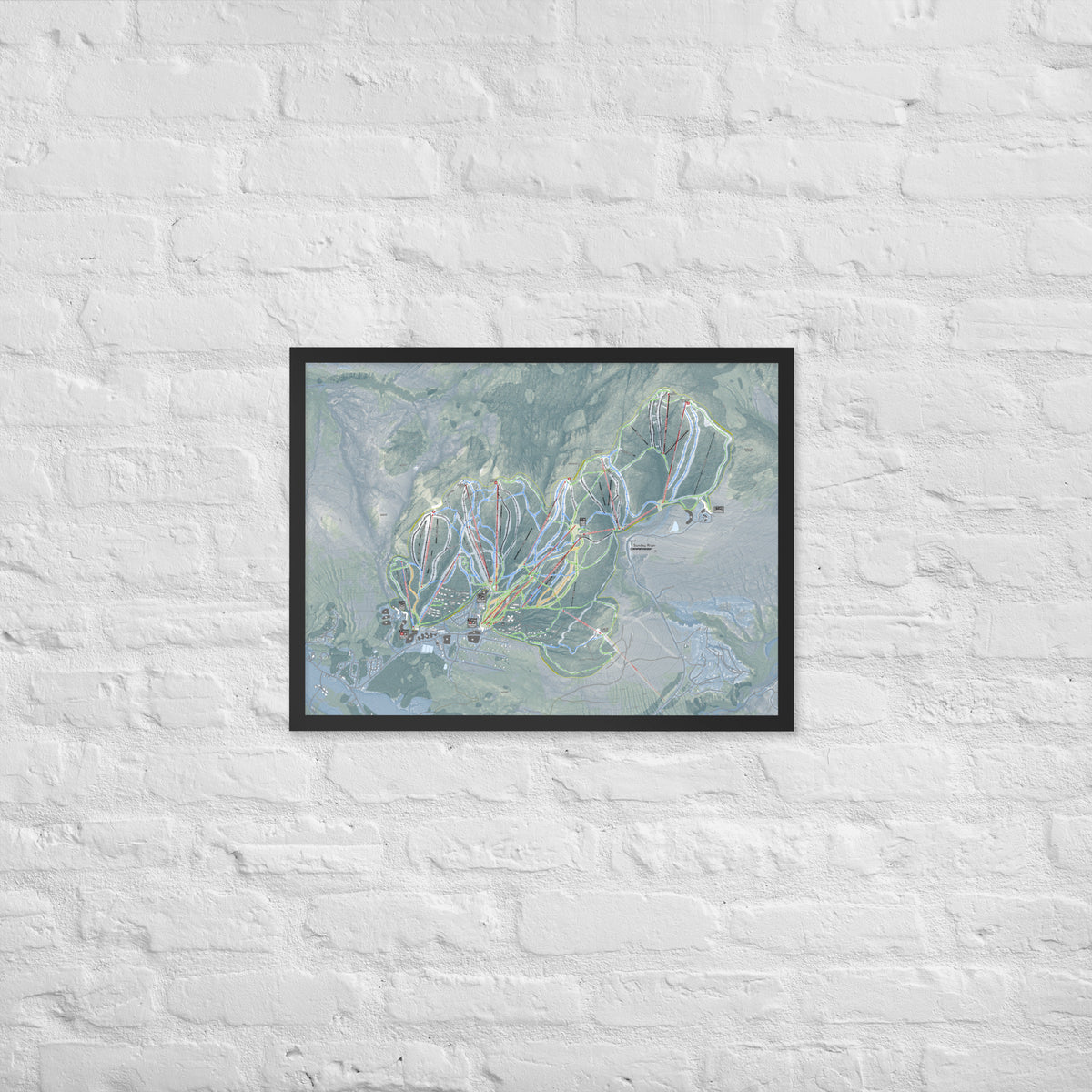 Sunday River, Maine Ski Resort Map Framed Matte Paper Print