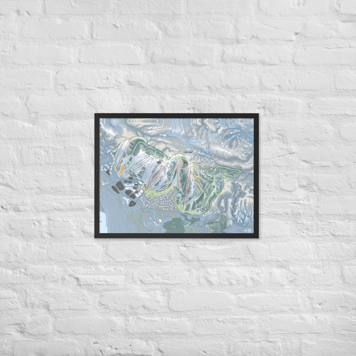 Boyne Mountain, Michigan Ski Resort Map Framed Matte Paper Print