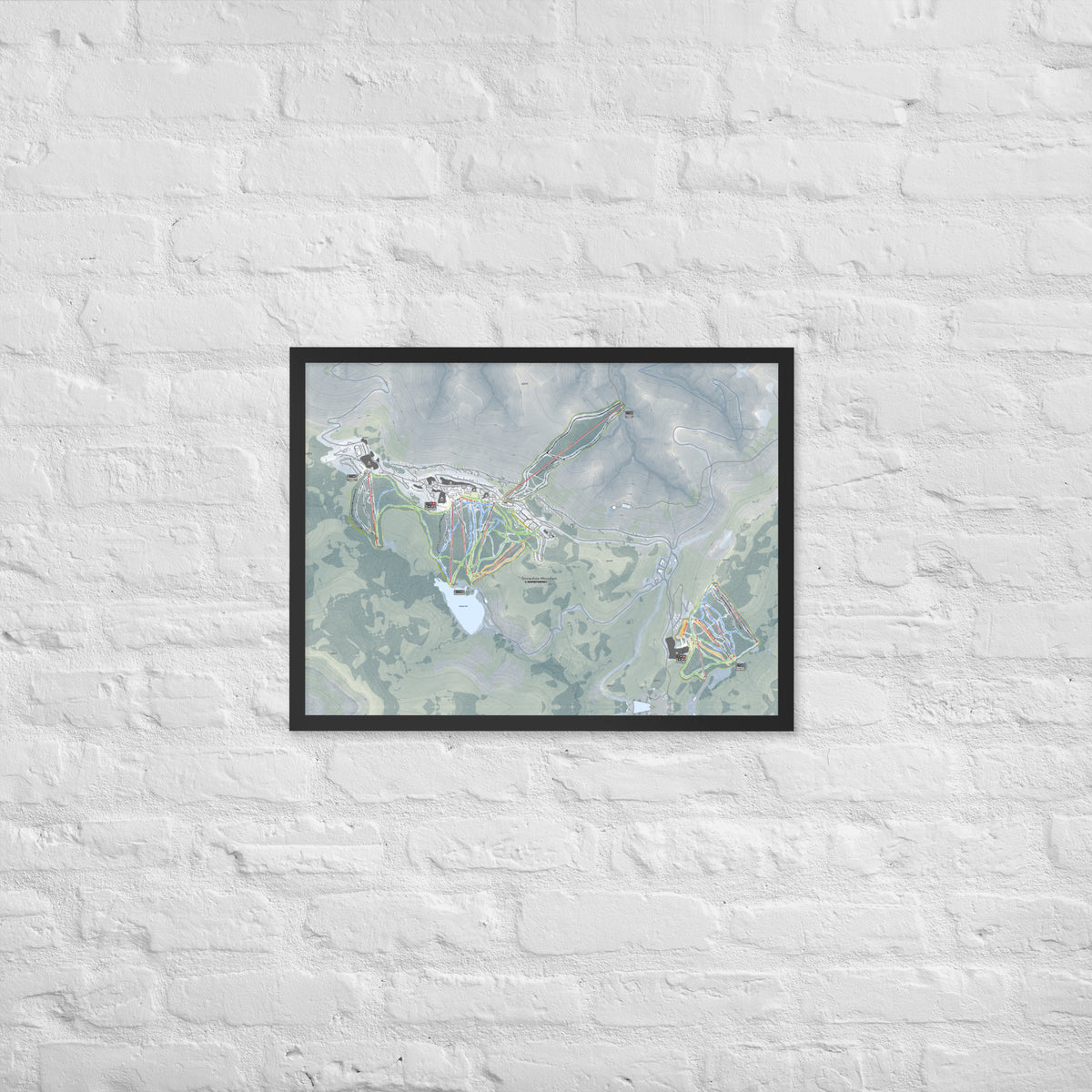 Snowshoe Mountain, West Virginia Ski Resort Map Framed Matte Paper Print