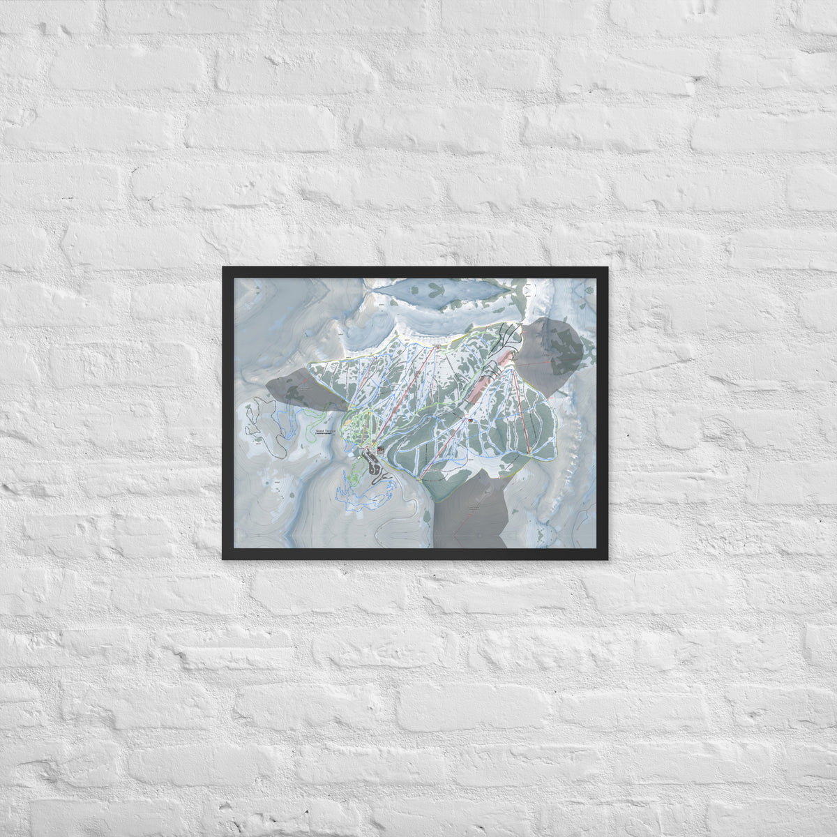 Grand Targhee, Wyoming Ski Resort Map Framed Matte Paper Print