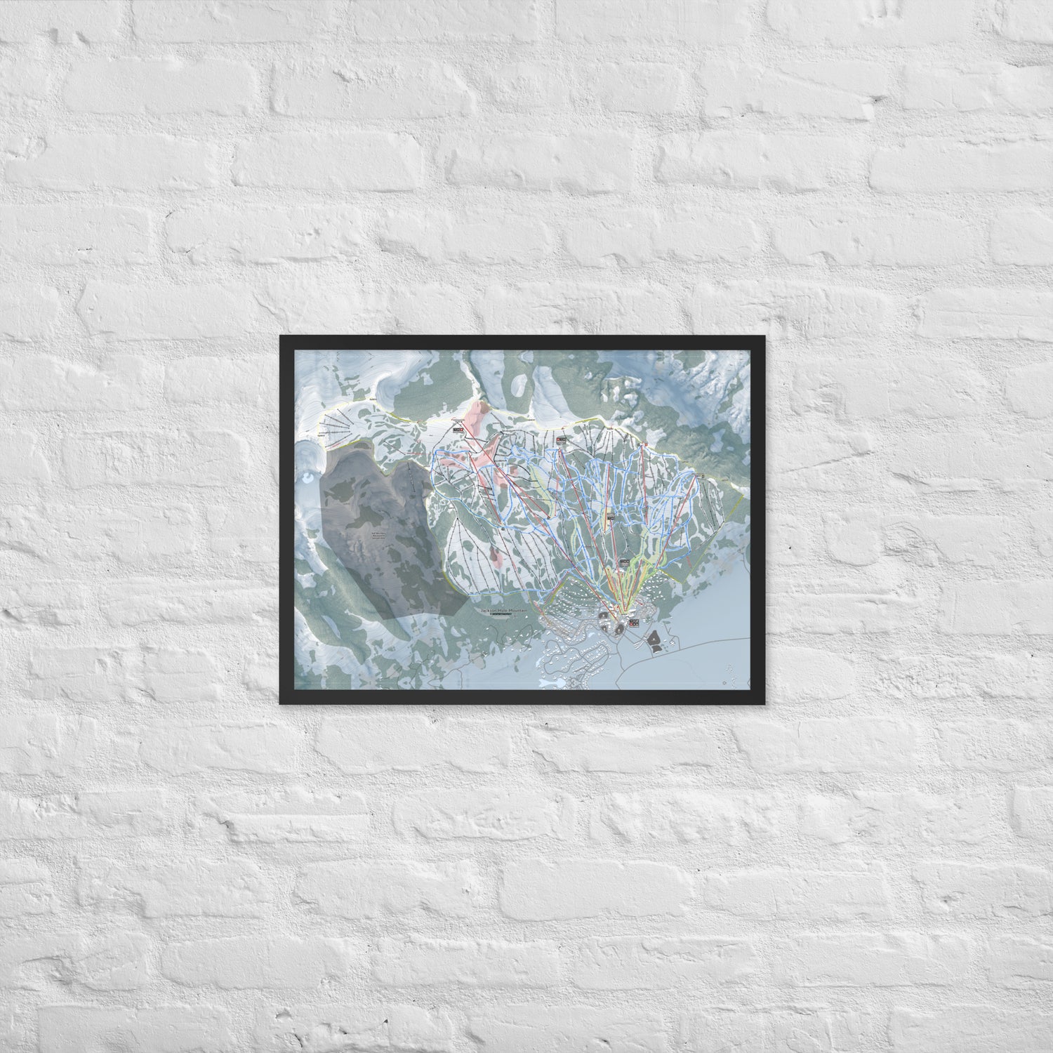 Jackson Hole Mountain, Wyoming Ski Resort Map Framed Matte Paper Print