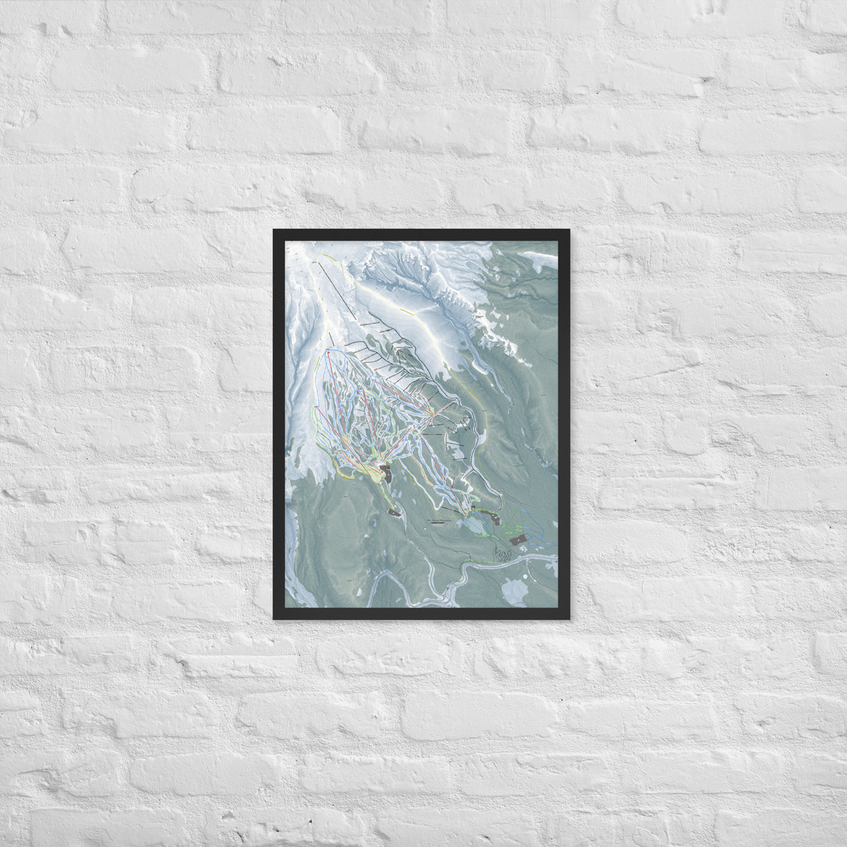 Mt Hood Meadows, Oregon Ski Resort Map Framed Matte Paper Print