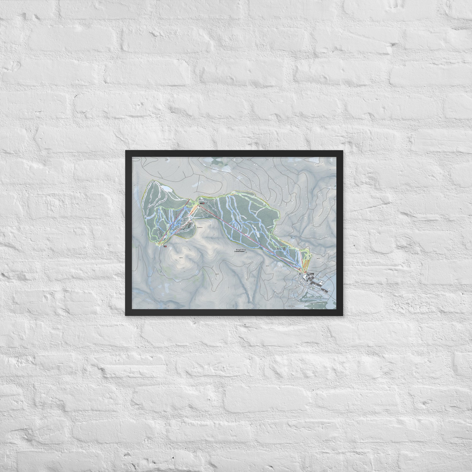 Angel Fire, New Mexico Ski Resort Map Framed Matte Paper Print