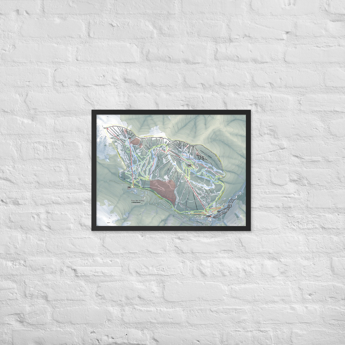 Taos, New Mexico Ski Resort Map Framed Matte Paper Print