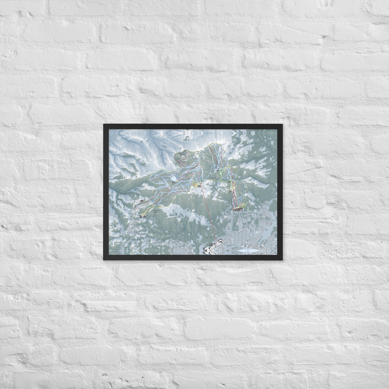 Heavenly, Nevada Ski Resort Map Framed Matte Paper Print